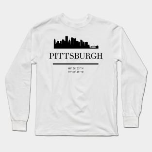 PITTSBURGH PENNSYLVANIA BLACK SILHOUETTE SKYLINE ART Long Sleeve T-Shirt